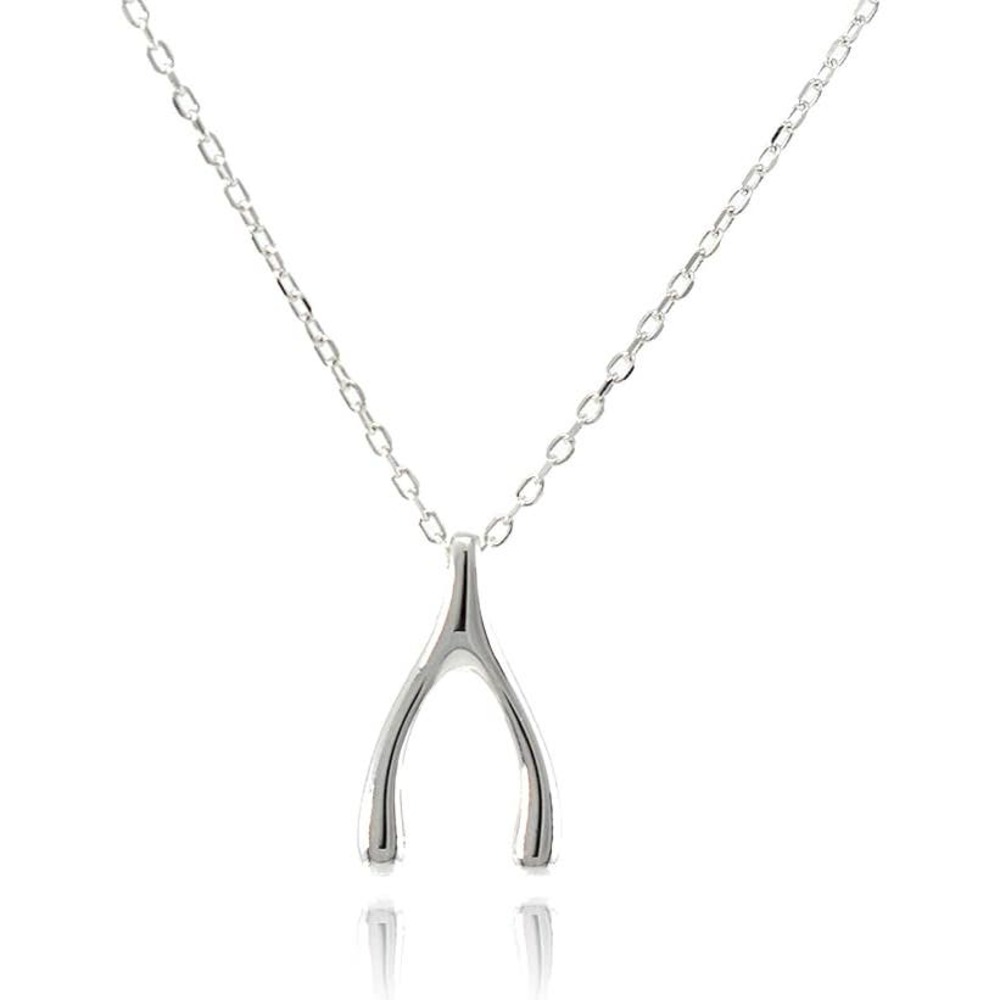 Silver Wishbone Necklace Dainty‎